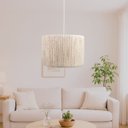 Ver imagem 1 de Luminária Paris de Teto em Corda Sisal Natural Palha Rústico:branco
