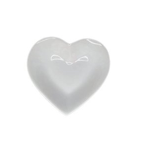 Pote/ Porta Anel Coração Fundo Cerâmica 12 X 11 X 4cm:Branco