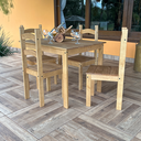Ver imagem 3 de Conjunto Mesa de Jantar 4 Lugares com 4 Cadeiras em Madeira Maciça Mel - Móveis Britz