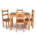 Ver imagem 4 de Conjunto Mesa de Jantar 4 Lugares com 4 Cadeiras em Madeira Maciça Mel - Móveis Britz