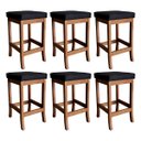 Ver imagem 1 de Kit 6 Banquetas Média Barcelona Estofada 64 cm Madeira Castanho Suede Preto CCS