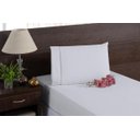 Ver imagem 1 de Kit Lençol Solteiro 400 Fios Ponto Palito Branco 2 Peças