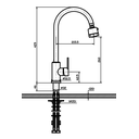 Ver imagem 4 de Torneira Misturador Cozinha Aço Escovado com bica móvel Gourmet Misturador HM-F04036 Harmony Mistura