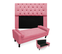 Ver imagem 1 de Combo Cabeceira Mirage + Recamier Baú Fenix Solteiro 90 cm Suede Rosa Barbie - LM DECOR