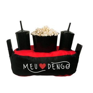 Almofada Porta Pipoca Bicolor Casal Meu Dengo:Estampado/Preto