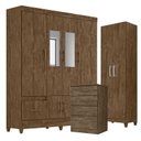 Ver imagem 1 de Guarda Roupa com Espelho Casal Ms912 com Cômoda Ms913 e Armário Multiuso New Íris Castanho Wood – Mo