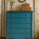 Ver imagem 1 de Cômoda para Quarto 5 Gavetas MDF Amsterdã Azul/Amêndoa
