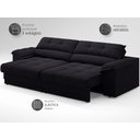 Ver imagem 4 de Sofá com Carregador Usb e Molas no Assento Retrátil Reclinável Mimo 2,30m Velosuede Preto - Netsofas