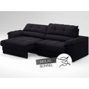 Ver imagem 5 de Sofá com Carregador Usb e Molas no Assento Retrátil Reclinável Mimo 2,30m Velosuede Preto - Netsofas