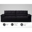 Ver imagem 3 de Sofá com Carregador Usb e Molas no Assento Retrátil Reclinável Mimo 2,30m Velosuede Preto - Netsofas