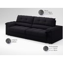 Ver imagem 2 de Sofá com Carregador Usb e Molas no Assento Retrátil Reclinável Mimo 2,30m Velosuede Preto - Netsofas