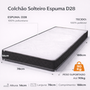 Ver imagem 3 de Colchão Solteiro Espuma D28 Bordado 188x78x14cm Antialérgico