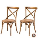 Ver imagem 1 de Kit 2 Cadeiras Empilhavel Paris Katrina Cross Fratini Madeira Bétula Natural Assento em Rattan