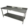 Mesa de Aço Inox Industrial 160x60x90 Cm com 1 Prateleira Plano Liso com Espelho Nortinox Stander - 1
