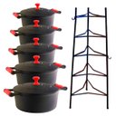 Ver imagem 1 de Jogo Caçarola Silicone Vermelho T/F 16 ao 24cm e Paneleiro