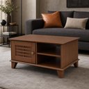 Ver imagem 4 de Mesa de Centro Retangular 78cm 1 Porta Madeira Maciça Aton S05 Ipê - Lyam Decor
