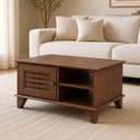 Ver imagem 1 de Mesa de Centro Retangular 78cm 1 Porta Madeira Maciça Aton S05 Ipê - Lyam Decor