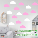 Ver imagem 3 de Adesivos de Parede Infantil Nuvem Rosa e Branco Quarto Delicado 100un