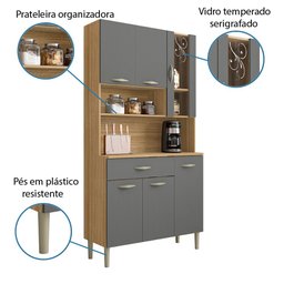 Armário de Cozinha Compacta 6 Portas 1 Gaveta Golden - 5