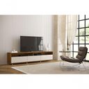 Ver imagem 2 de Rack Bancada para Tv Aspen Madeiro Canela com Off White - Moveisaqui
