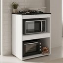 Ver imagem 1 de Balcão Cooktop Ariana Cozinha Compacta com Nichos para Micro-Ondas Branco - Desk Design