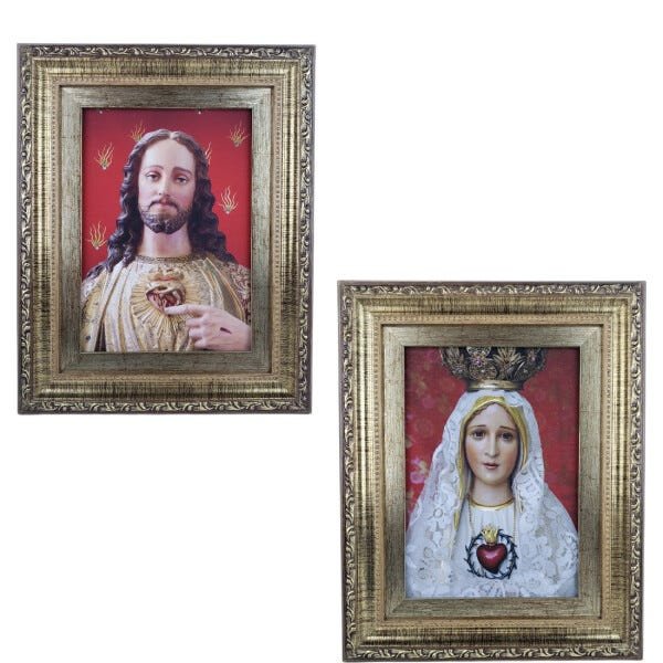 Quadro Sagrados Corações De Jesus E Maria (2 Quadros) | MadeiraMadeira