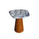 Ver imagem 1 de Mesa Lateral Alaska Redonda Mármore Madeira 51cm Branco
