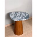 Ver imagem 6 de Mesa Lateral Alaska Redonda Mármore Madeira 51cm Branco