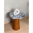 Ver imagem 3 de Mesa Lateral Alaska Redonda Mármore Madeira 51cm Branco
