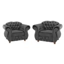 Ver imagem 1 de Kit Duas Poltronas Chesterfield Merlo Suede Preto / decoracao, sala tv estar, recepcao