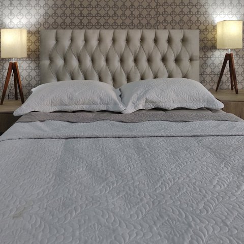 CABECEIRA PAINEL VINTAGE SUEDE LISO BEGE CASAL 140 X 60 RBL