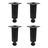 4x Pé Aço Regulável 10cm Preto Quadrado para Móveis - 1