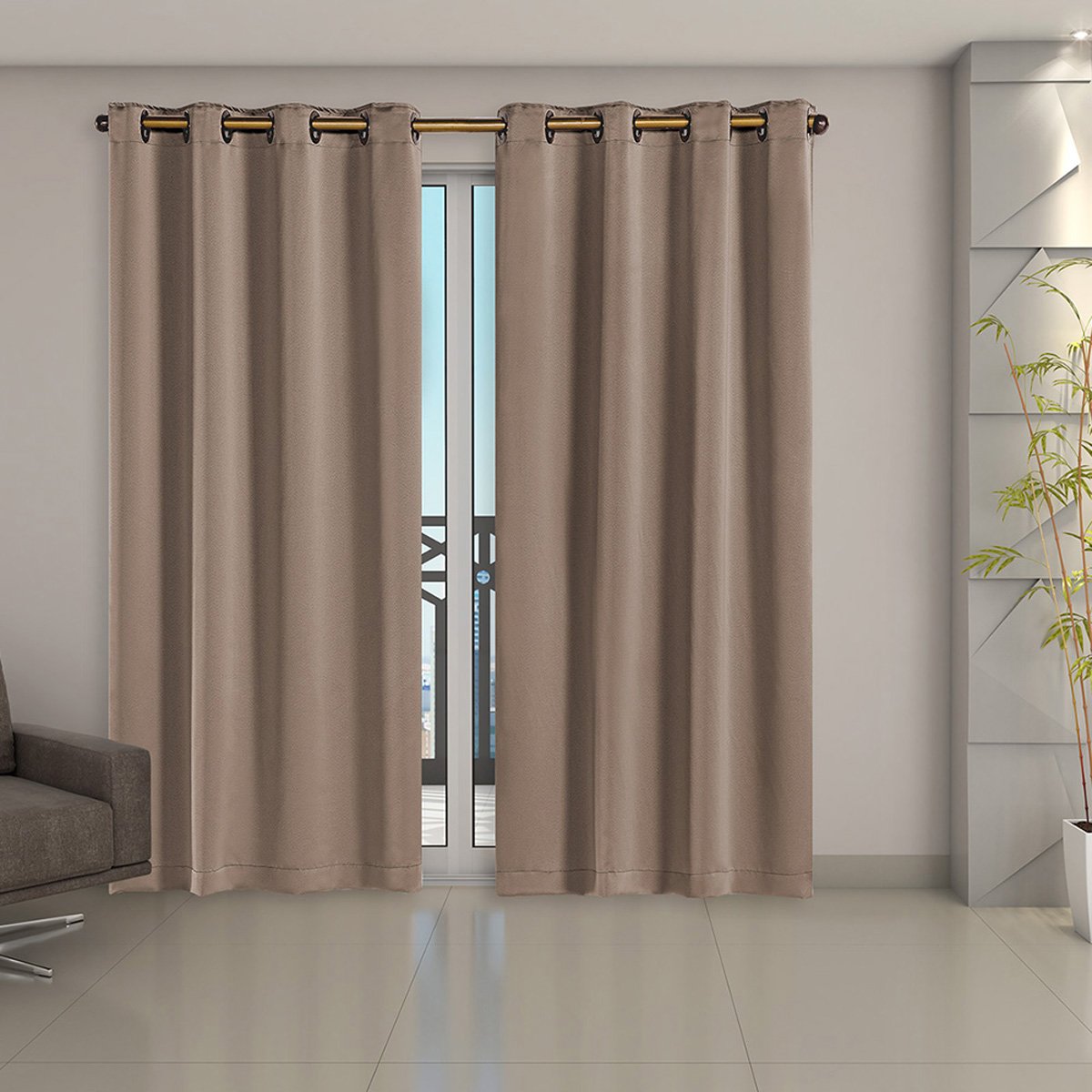 Cortina 100% Blackout Tecido Class 2,70m X 2,30m Blecaute Porta Corta Luz Bloqueia Claridade Sala Qu - 2