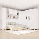 Ver imagem 1 de Guarda-roupa Casal Modulado Andorra 10 Portas 4 Gavetas com Pés e Espelho Branco - Pnr Móveis
