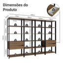 Ver imagem 2 de Guarda Roupa Closet Modulado 4 Gavetas 18 Prateleiras 258cm Valencia Madesa Rustic Preto