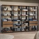 Ver imagem 1 de Guarda Roupa Closet Modulado 4 Gavetas 18 Prateleiras 258cm Valencia Madesa Rustic Preto