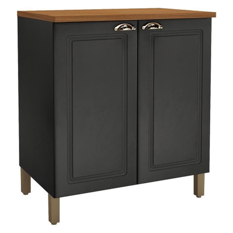 Balcão de Cozinha Cooktop Firenze 80cm 2 Portas Chumbo com Tampo Mdf - Indékes