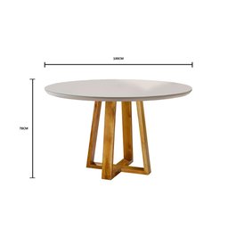 Mesa de Jantar Redonda em Madeira Maciça Natalle Com Tampo de Vidro 100cm Móveis Mix - 4