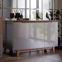 Ver imagem 3 de Aparador Buffet Sala Flow com 3 Portas Pés Madeira Maciça Cinza - Ej Moveis