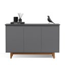 Ver imagem 2 de Aparador Buffet Sala Flow com 3 Portas Pés Madeira Maciça Cinza - Ej Moveis