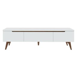 Rack Retrô Madesa Reims para Tv até 75 Polegadas Pés de Madeira - Branco - 3