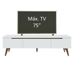 Rack Retrô Madesa Reims para Tv até 75 Polegadas Pés de Madeira - Branco - 5