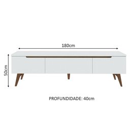 Rack Retrô Madesa Reims para Tv até 75 Polegadas Pés de Madeira - Branco - 4
