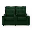 Ver imagem 2 de Poltrona do Papai Reclinável Sala de Cinema Movie 2 Lugares Manual Baú USB Veludo Verde Esmeralda G2