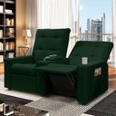 Ver imagem 1 de Poltrona do Papai Reclinável Sala de Cinema Movie 2 Lugares Manual Baú USB Veludo Verde Esmeralda G2