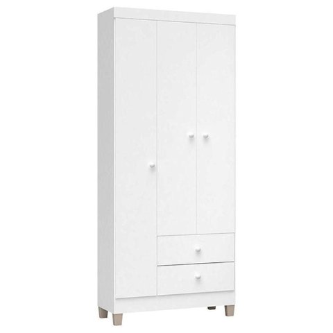 Quarto de Bebê 3 Portas Ternura Baby com Berço Lila Branco Brilho com Colchão Gazin - Incorplac