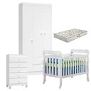 Ver imagem 2 de Quarto de Bebê 3 Portas Ternura Baby com Berço Lila Branco Brilho com Colchão Gazin - Incorplac