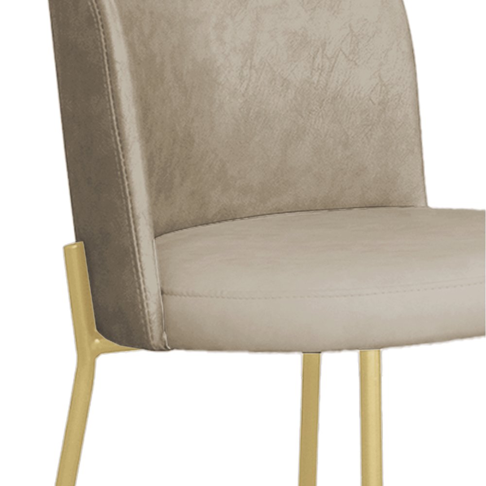 Cadeira Decorativa Elegance Base Champanhe Courino Bege - Montanaris Decor - 4