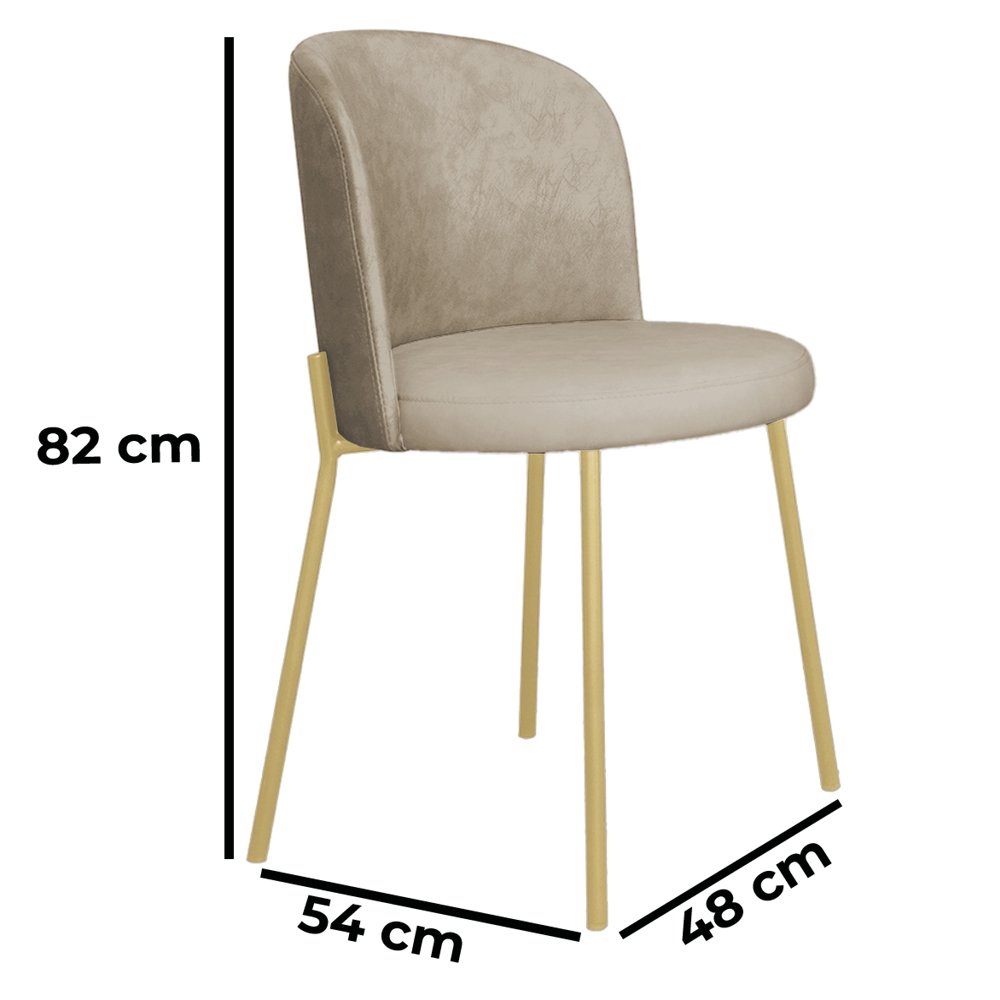 Cadeira Decorativa Elegance Base Champanhe Courino Bege - Montanaris Decor - 2