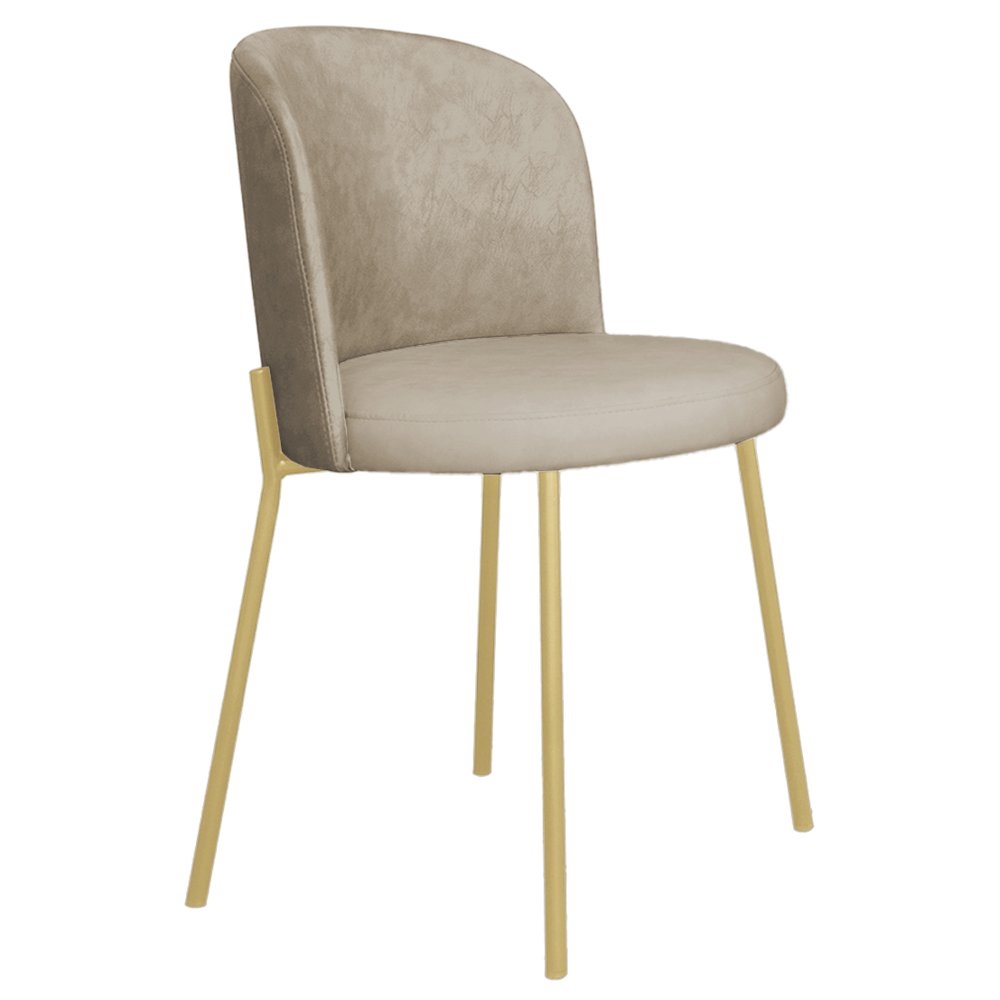 Cadeira Decorativa Elegance Base Champanhe Courino Bege - Montanaris Decor